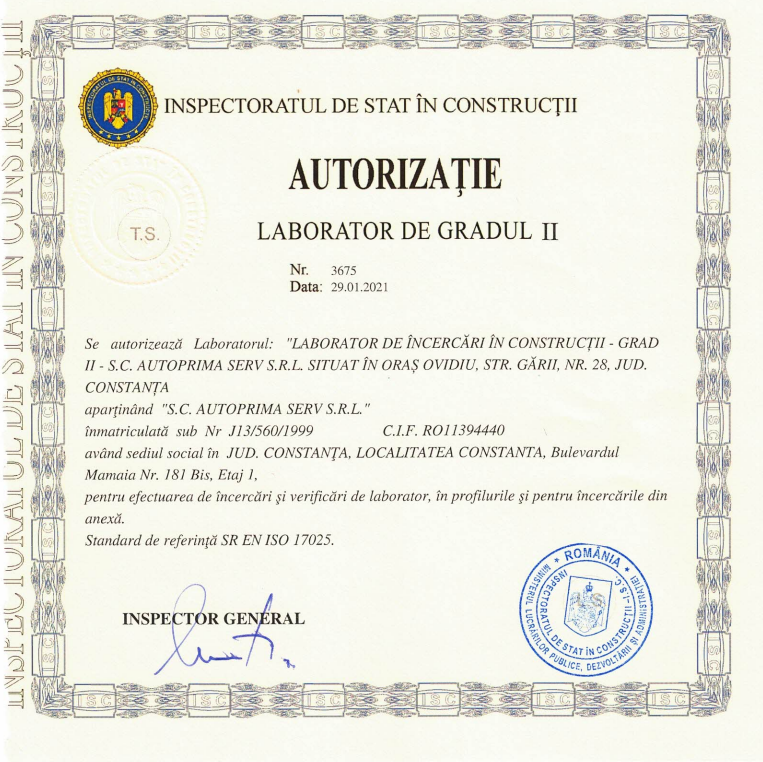 Autoprimaserv Autorizatie Laborator