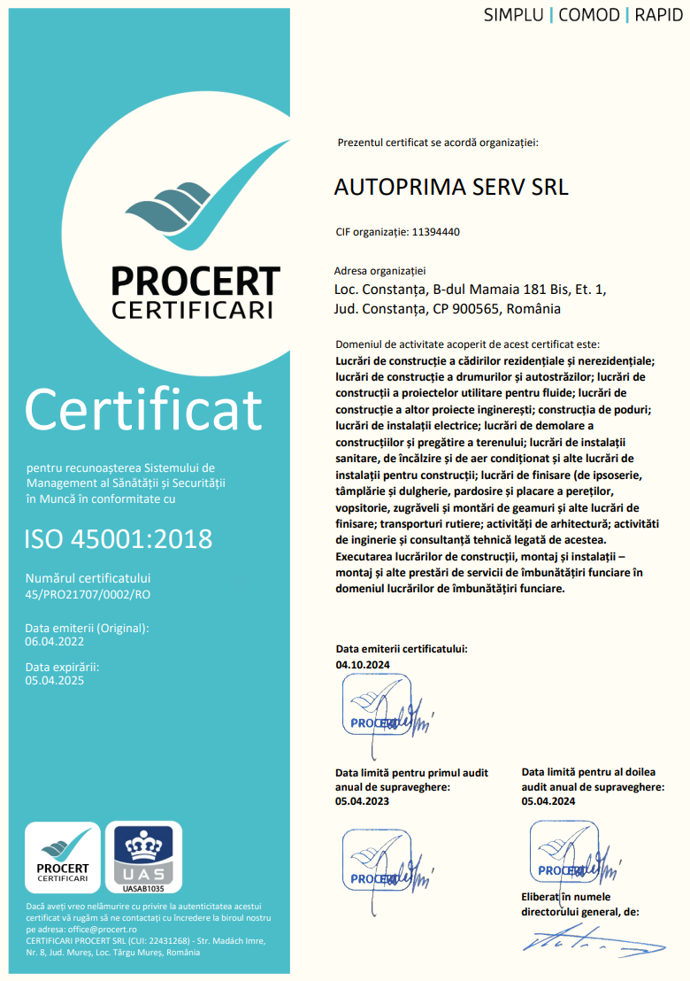 Autoprimaserv ISO 45001